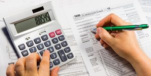 calculator and tax forms